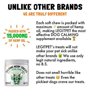 Calming Hemp Treats for Dogs Made in USA Organic Hemp Natural Separation Aid Helps Barking, Chewing,...