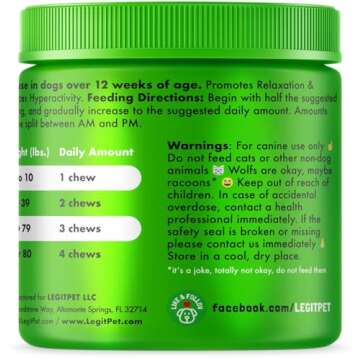 Calming Hemp Treats for Dogs Made in USA Organic Hemp Natural Separation Aid Helps Barking, Chewing, Thunder, Fireworks, Aggressive Behavior Soothing Stress Relief Natural Relaxation 120 Chews