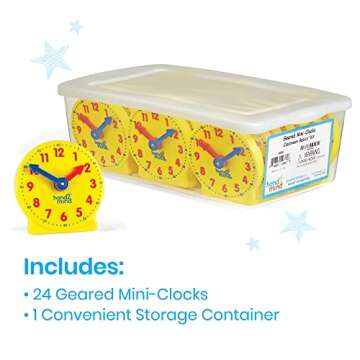 hand2mind Mini Geared Clock, Telling Time Teaching Clock, Learn to Tell Time Clock, Analog Learning ...