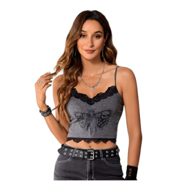 SOLY HUX Y2K Gothic Lace Top for Fashionable Women