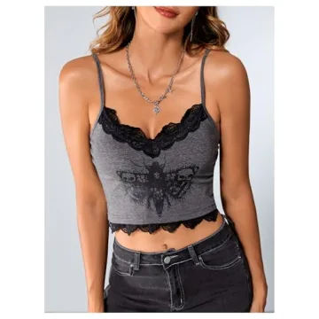 SOLY HUX Y2K Gothic Lace Top for Fashionable Women