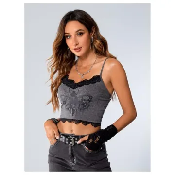 SOLY HUX Y2K Gothic Lace Top for Fashionable Women