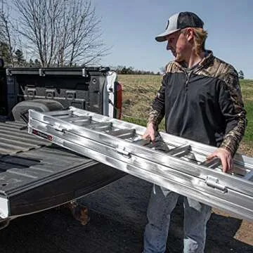 Yutrax TX103 Silver 70-inch Aluminum Tri-Fold Ramp, UTV Ramp/ATV Ramp/Motorcycle Ramp/Loading Ramps for Lawnmower, Snow Blower 1750lb Capacity