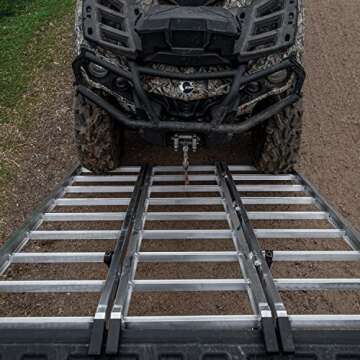 Yutrax TX103 Silver 70-inch Aluminum Tri-Fold Ramp, UTV Ramp/ATV Ramp/Motorcycle Ramp/Loading Ramps for Lawnmower, Snow Blower 1750lb Capacity