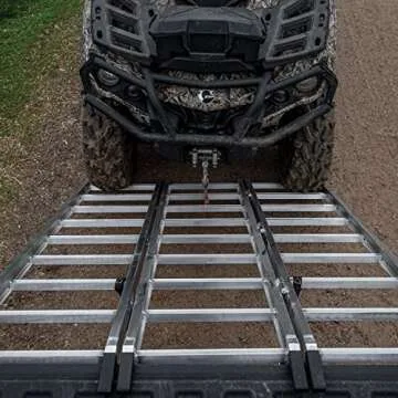 Yutrax TX103 Silver 70-inch Aluminum Tri-Fold Ramp, UTV Ramp/ATV Ramp/Motorcycle Ramp/Loading Ramps for Lawnmower, Snow Blower 1750lb Capacity