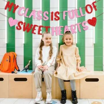 Glittery My Class is Full of Sweethearts Banner Happy Valentine's Day Banner School Classroom Valentines Day Decorations for Student School Class Teacher Valentines Day Decorations Supplies