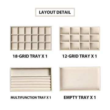 Luxury Stackable Velvet Jewelry Organizer Set of 4