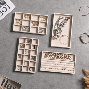 Luxury Stackable Velvet Jewelry Organizer Set of 4