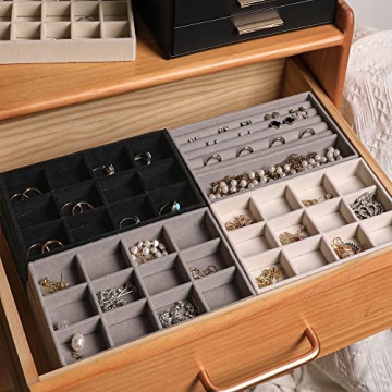 Luxury Stackable Velvet Jewelry Organizer Set of 4