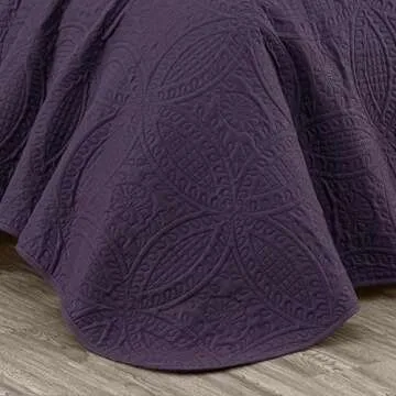 Stylish Chezmoi Austin 3-Piece Bedspread Set in Purple