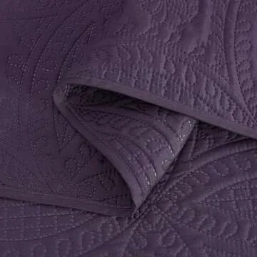 Stylish Chezmoi Austin 3-Piece Bedspread Set in Purple