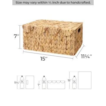 Handwoven Storage Basket with Scalloped Lid and Handles