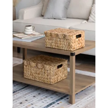 Handwoven Storage Basket with Scalloped Lid and Handles