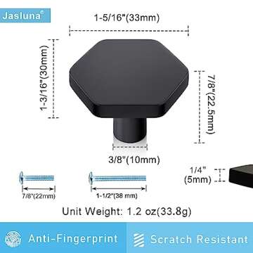 Sleek Jasluna Black Cabinet Knobs for Home Upgrades