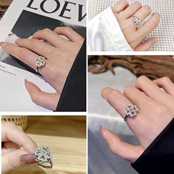 FUNEIA 6Pcs Fidget Ring for Women Anti-Anxiety Rings Adjustable Open Stackable Spinner Rings Set