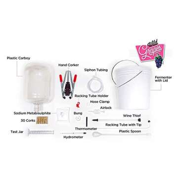 Wild Grapes Premium Wine Equipment Starter Kit - Wine Making Supplies - All-in-One Wine Kit for Craf...