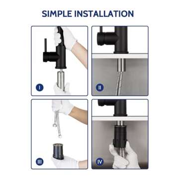 LUFEIDRA Black Kitchen Faucets with Pull Down Sprayer - High Arc Spring 304 Stainless Steel Single Hole Sink Faucet with Dual Function Pull-Down Sprayer for Bar Rv Kitchen, Matte Black