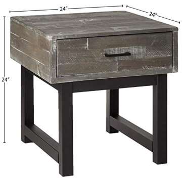 Signature Design by Ashley Mondoro Industrial Square End Table, Reclaimed Brown