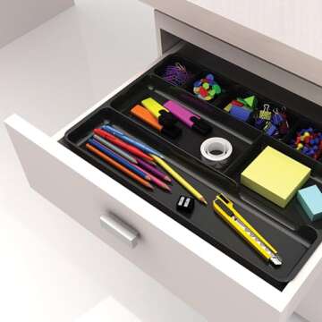 Deflecto 38104 Sustainable Office Desktop Organizer, 1" x 14" x 9", Black