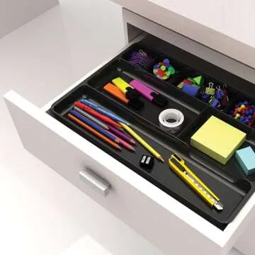 Deflecto 38104 Sustainable Office Desktop Organizer, 1" x 14" x 9", Black