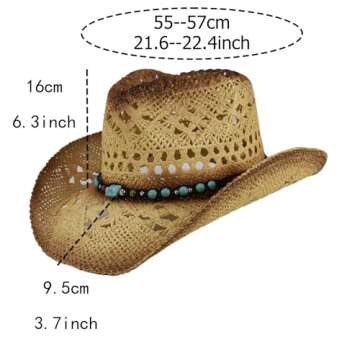 Kalerona Straw Cowboy Hat for Men and Women - Western Style Wide Brim Hat, Perfect for Beach and Cow...