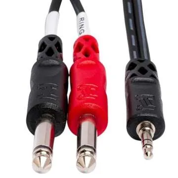 Hosa Technology 2x 10' Stereo 3.5mm Mini Male to Two Mono 1/4in Phone Plugs, Breakout Y-Cable