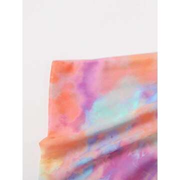 SOLY HUX Women's 3 Piece High Waisted Bikini Set Halter Triangle V Neck Swimsuit with Cover Ups Beach Skirt Bathing Suit Swimwear Orange Tie Dye S