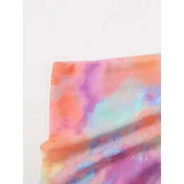 SOLY HUX Women's 3 Piece High Waisted Bikini Set Halter Triangle V Neck Swimsuit with Cover Ups Beach Skirt Bathing Suit Swimwear Orange Tie Dye S