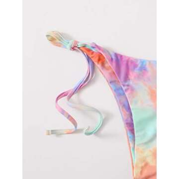 SOLY HUX Women's 3 Piece High Waisted Bikini Set Halter Triangle V Neck Swimsuit with Cover Ups Beach Skirt Bathing Suit Swimwear Orange Tie Dye S