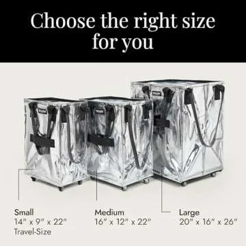 HULKEN (Large, Silver) Reusable Grocery Bag On Wheels, Shopping Trolley, Rolling Tote, Zipper Closure, Lightweight, Carries Up to 66 lb, Folds Flat, Unbreakable Handles