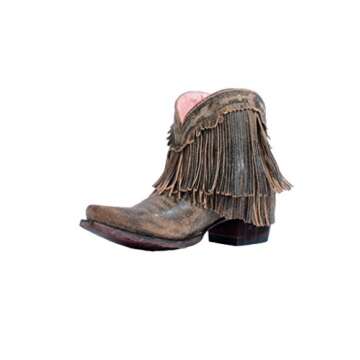 Junk Gypsy Women's by Lane Spitfire Mustard Fringe Booties Snip Toe Tan 5 M