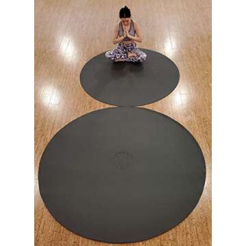 SISYAMA Circle Round TAI-CHI YIN-YANG Yoga Mat Meditation Pilates (Black, 6 ft)