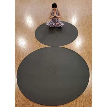 SISYAMA Circle Round TAI-CHI YIN-YANG Yoga Mat Meditation Pilates (Black, 6 ft)