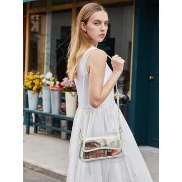 Telena Clear Purses for Women Stadium Crossbody Bag Waterproof Transparent Clear Bag for Stadium Eve...