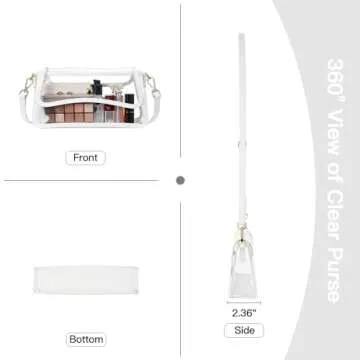 Telena Clear Purses for Women Stadium Crossbody Bag Waterproof Transparent Clear Bag for Stadium Events Festivals Concerts White