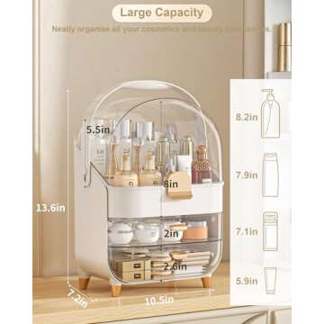 Makeup Organizer, Skincare Holder Bathroom Counter Organizer, Storage Box Cosmetic Display Cases, Te...