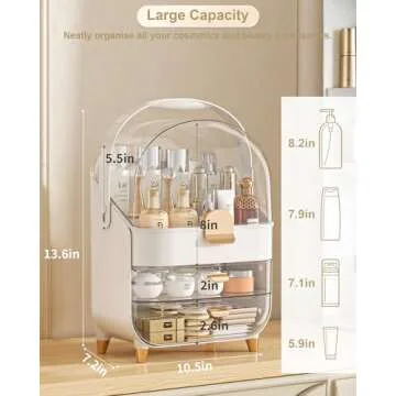 Makeup Organizer, Skincare Holder Bathroom Counter Organizer, Storage Box Cosmetic Display Cases, Te...
