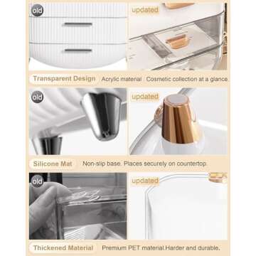 Makeup Organizer, Skincare Holder Bathroom Counter Organizer, Storage Box Cosmetic Display Cases, Teen Girl Gifts Trendy Stuff Make up Organizers for Vanity, Dresser, Countertop (Rose Gold)