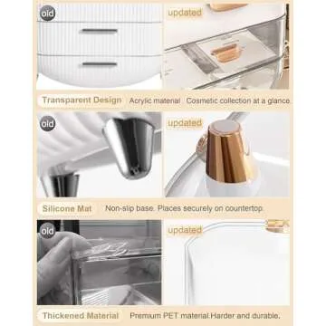 Makeup Organizer, Skincare Holder Bathroom Counter Organizer, Storage Box Cosmetic Display Cases, Teen Girl Gifts Trendy Stuff Make up Organizers for Vanity, Dresser, Countertop (Rose Gold)