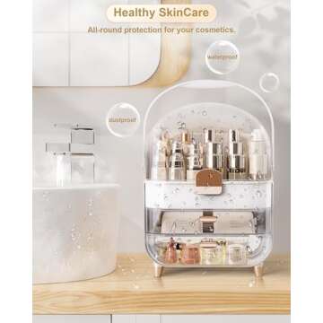 Makeup Organizer, Skincare Holder Bathroom Counter Organizer, Storage Box Cosmetic Display Cases, Teen Girl Gifts Trendy Stuff Make up Organizers for Vanity, Dresser, Countertop (Rose Gold)