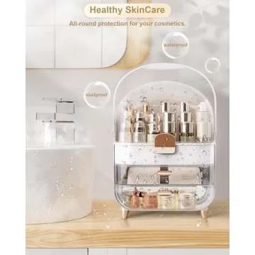 Makeup Organizer, Skincare Holder Bathroom Counter Organizer, Storage Box Cosmetic Display Cases, Teen Girl Gifts Trendy Stuff Make up Organizers for Vanity, Dresser, Countertop (Rose Gold)