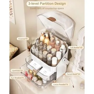 Makeup Organizer, Skincare Holder Bathroom Counter Organizer, Storage Box Cosmetic Display Cases, Teen Girl Gifts Trendy Stuff Make up Organizers for Vanity, Dresser, Countertop (Rose Gold)