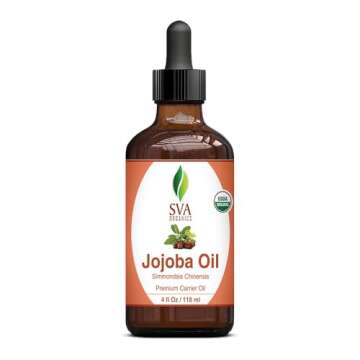 SVA Jojoba Seed Oil Organic - 4 Fl Oz – 100% Natural Cold Pressed Organic Jojoba Oil - for Face, Skin Care, Hair Care, Scalp Massage & Body Massage – Carrier Oil with Dropper