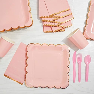 Pink Scalloped Napkins with Gold Foil for Any Celebration