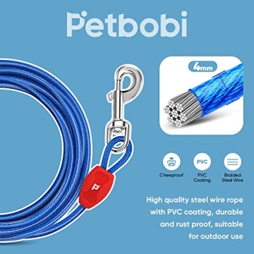 Durable Petbobi 30ft Dog Tie-Out Leash for Outdoor Play