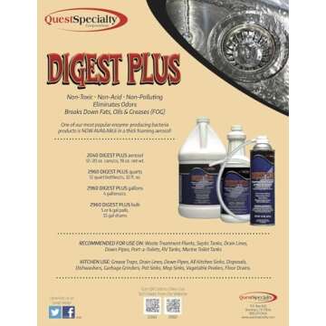 Quest Specialty DIGEST PLUS Foaming Drain Cleaner and Odor Eliminator, 2 count