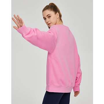 THE GYM PEOPLE Women's Fleece Crewneck Sweatshirt Loose fit Soft Oversized Pullover Sweatshirt(Pink, Medium)