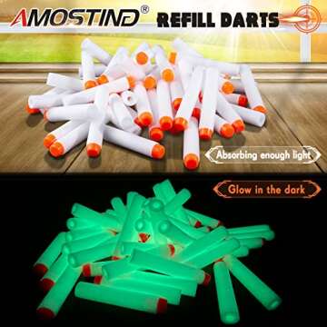 AMOSTING Refill Darts 200PCS Bullets Ammo Pack for Nerf N-Strike Elite 2.0 Series DinoSquad – Compatible with All Elite Blasters-Glow in The Dark