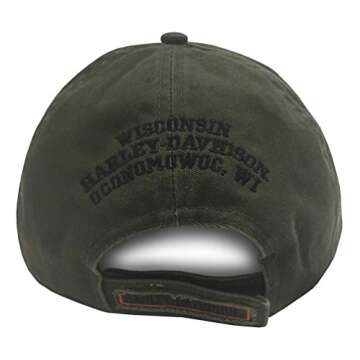 Harley-Davidson Men's Embroidered Long Bar & Shield Baseball Cap, Olive