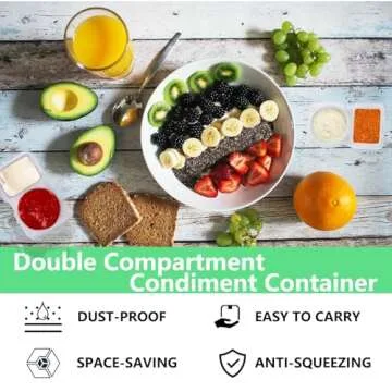 Jatranzity 20 Sets Double Compartment Condiment Container for Dip, Sauce, Sampling and Travel Snacks(Includes 10 Pairs Disposable Gloves)